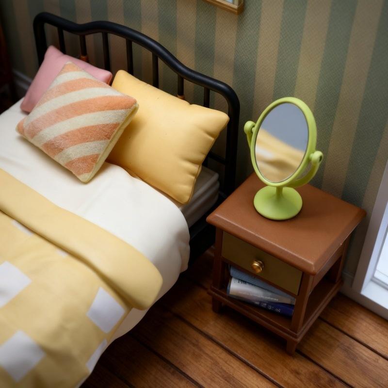 Home Bathroom Model - 1Pcs Miniature Retro Mirror Dressing Table