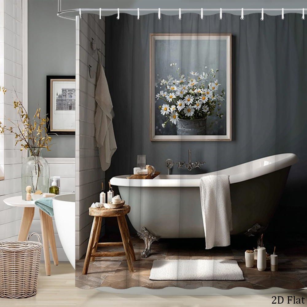 Home Bathroom Spa - Waterproof Shower Curtain Gray Bathroom Curtain