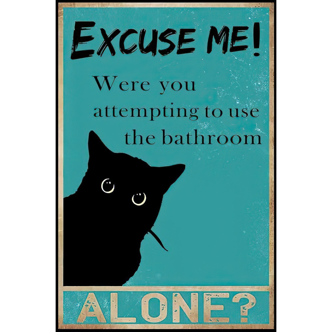 Tin Sign Funny Black Cat Bathr - Home Alone Bathroom avis et prix