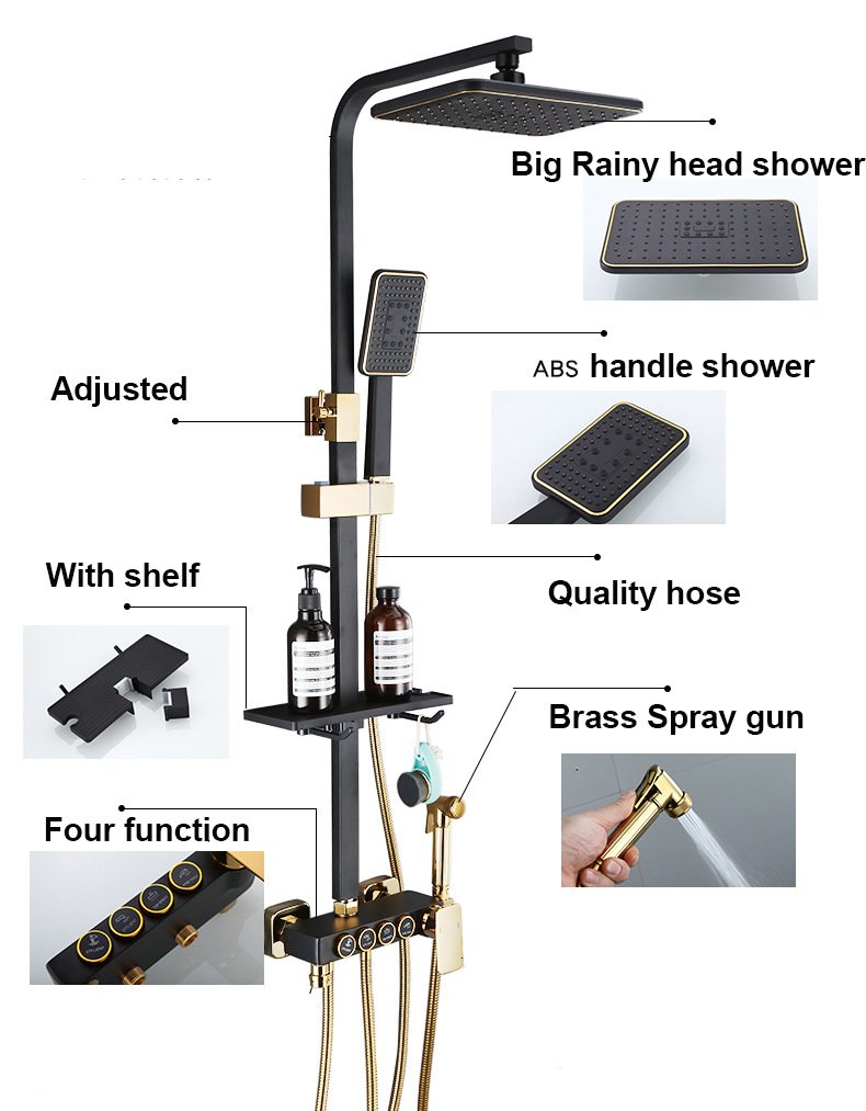 KEMAIDI Black Gold Shower Fauc - Home Bathroom Faucets avis et prix