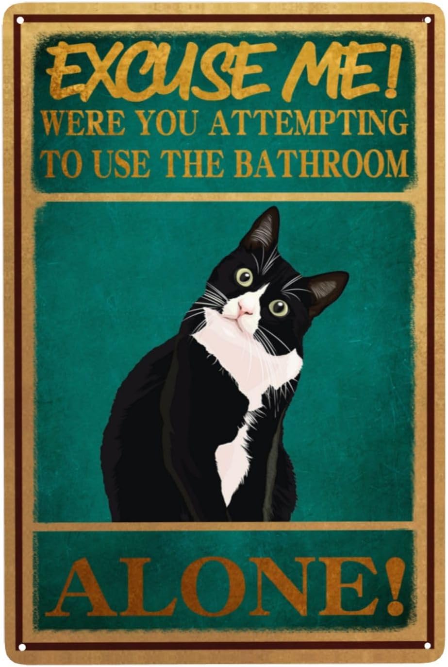 Retro Tin Signs Tuxedo Cat Bat - Home Alone Bathroom avis et prix