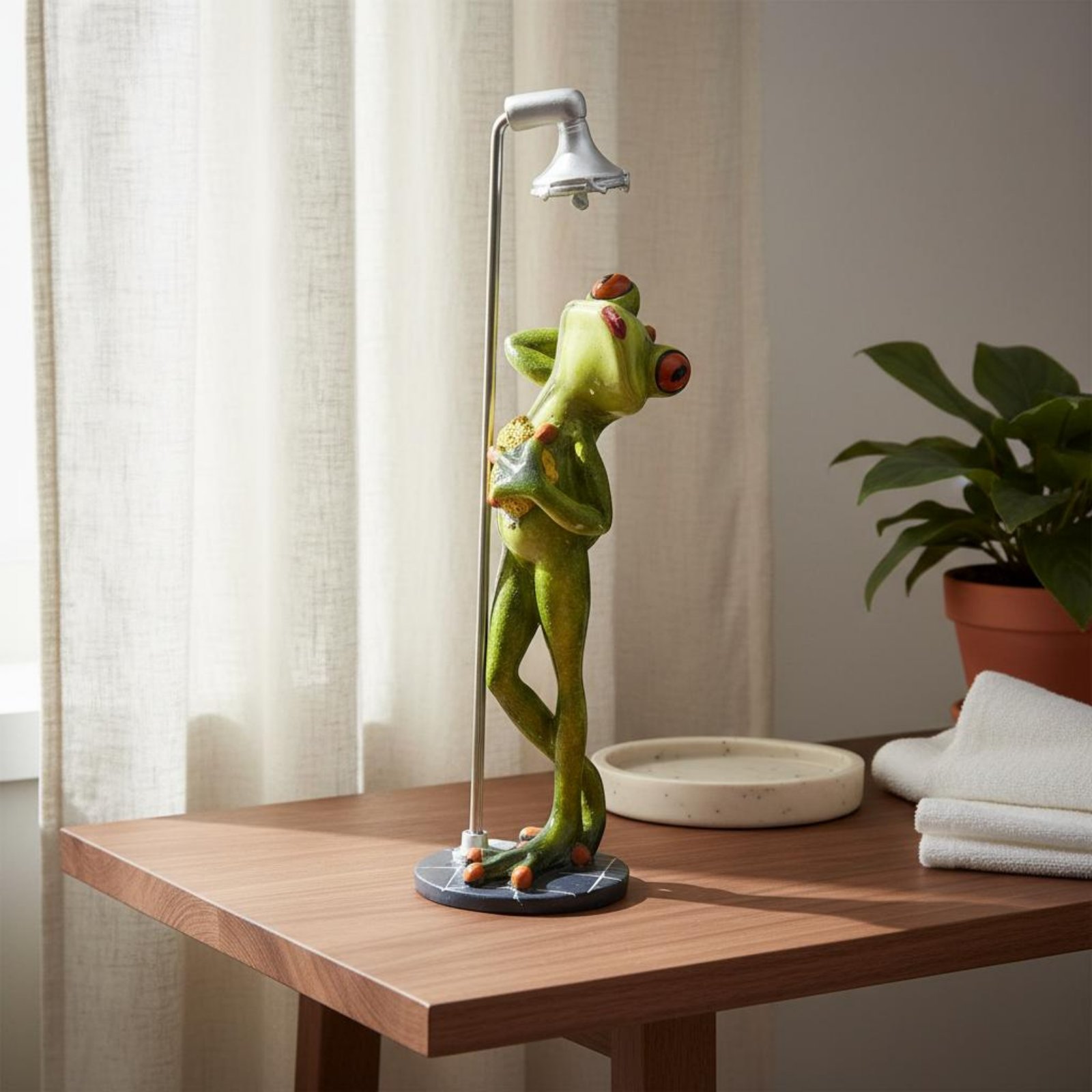 Showering Frog Figurine Novelt - Home And Bathroom avis et prix