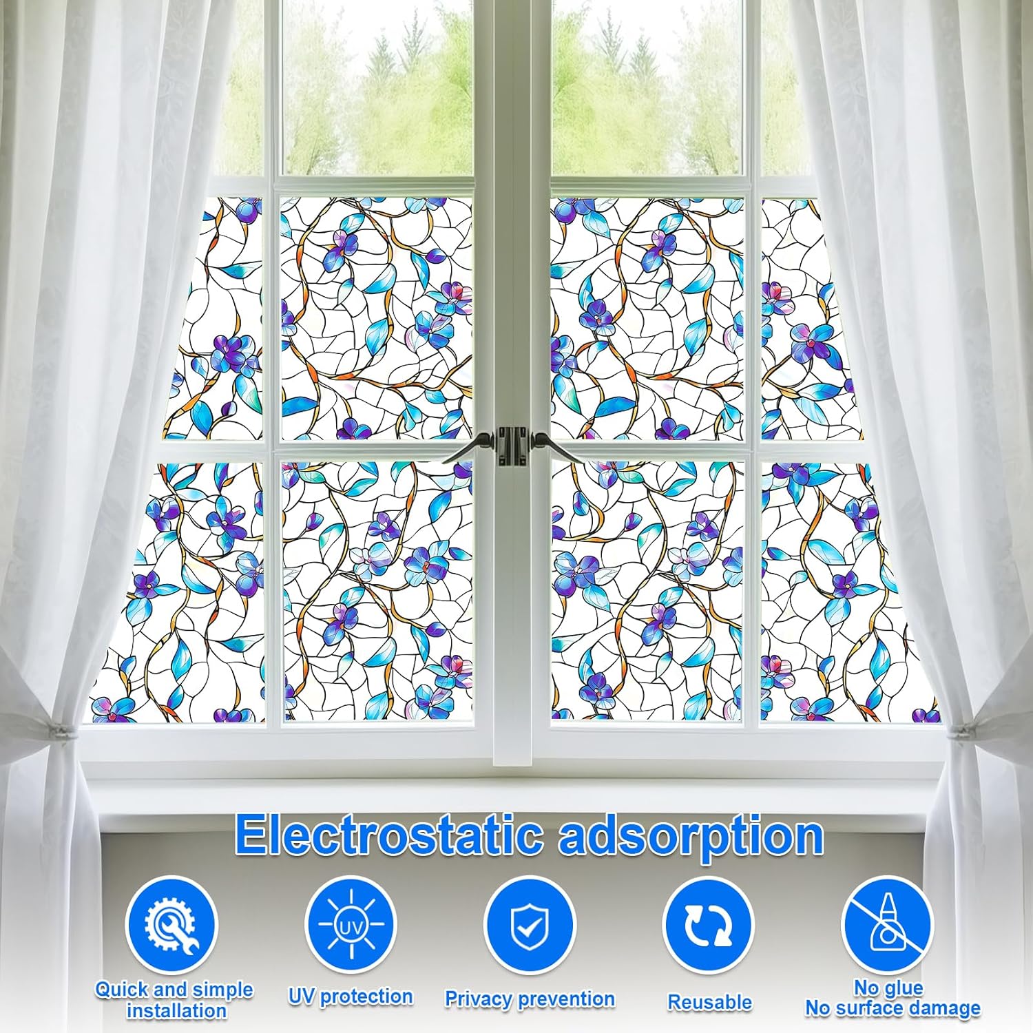 Frosted Glass Window Film, UV  - Home Bathroom Window Tint avis et prix