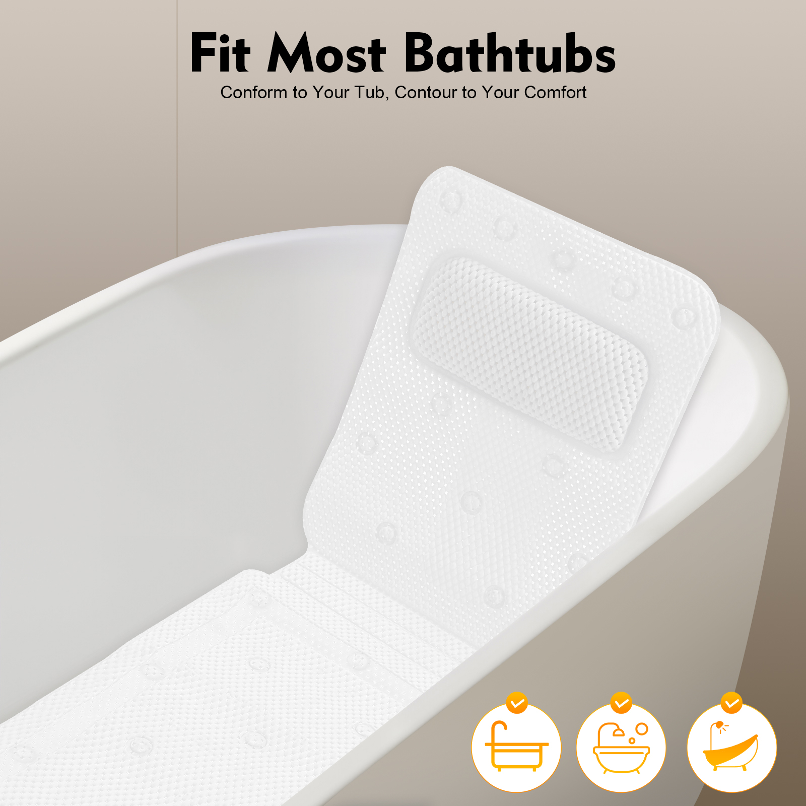 Bathtub Mat with Pillow, PVC F - Home Bathroom Spa avis et prix