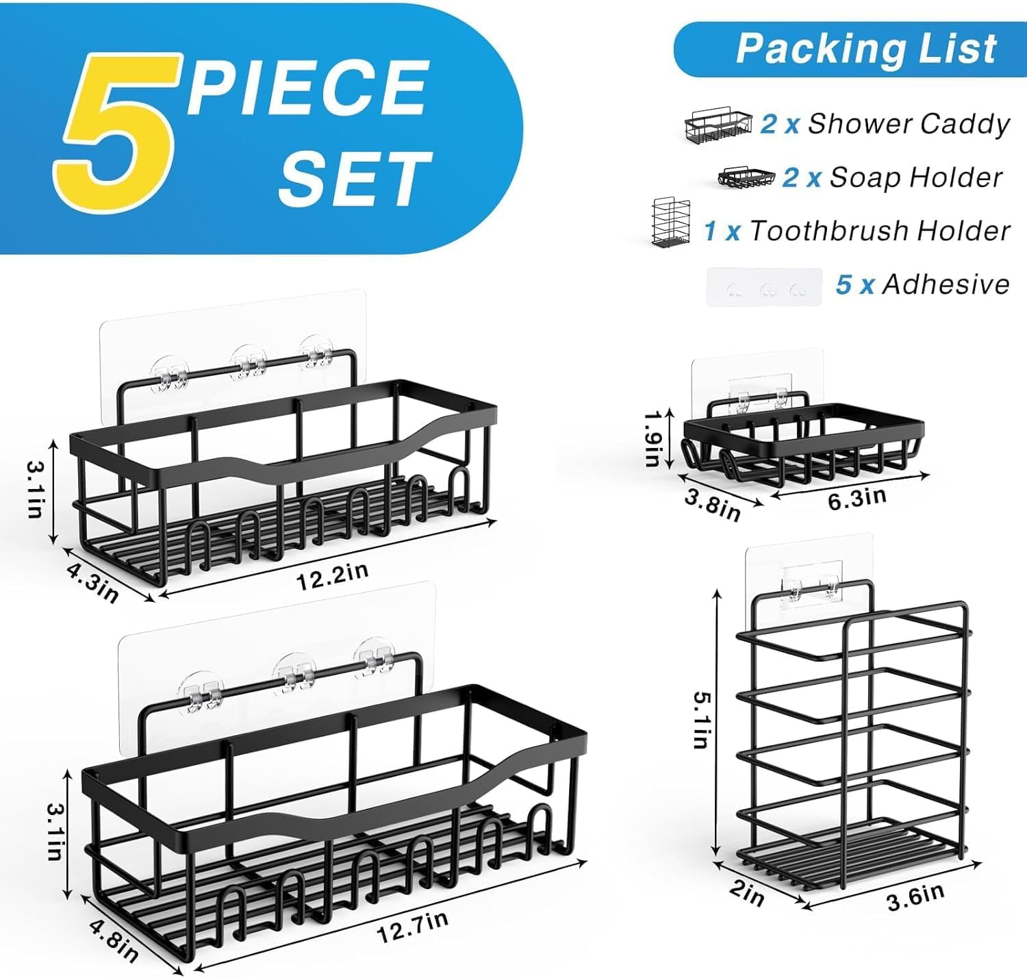 5-Pack Rustproof Stainless Ste - Home Essentials Bathroom Storage avis et prix