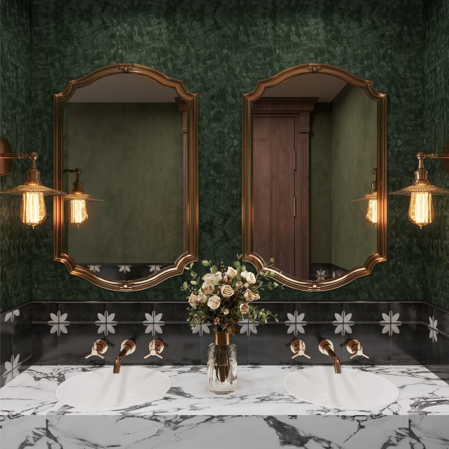 Dark Green Peel and Stick Wall - Home Bathroom Images avis et prix