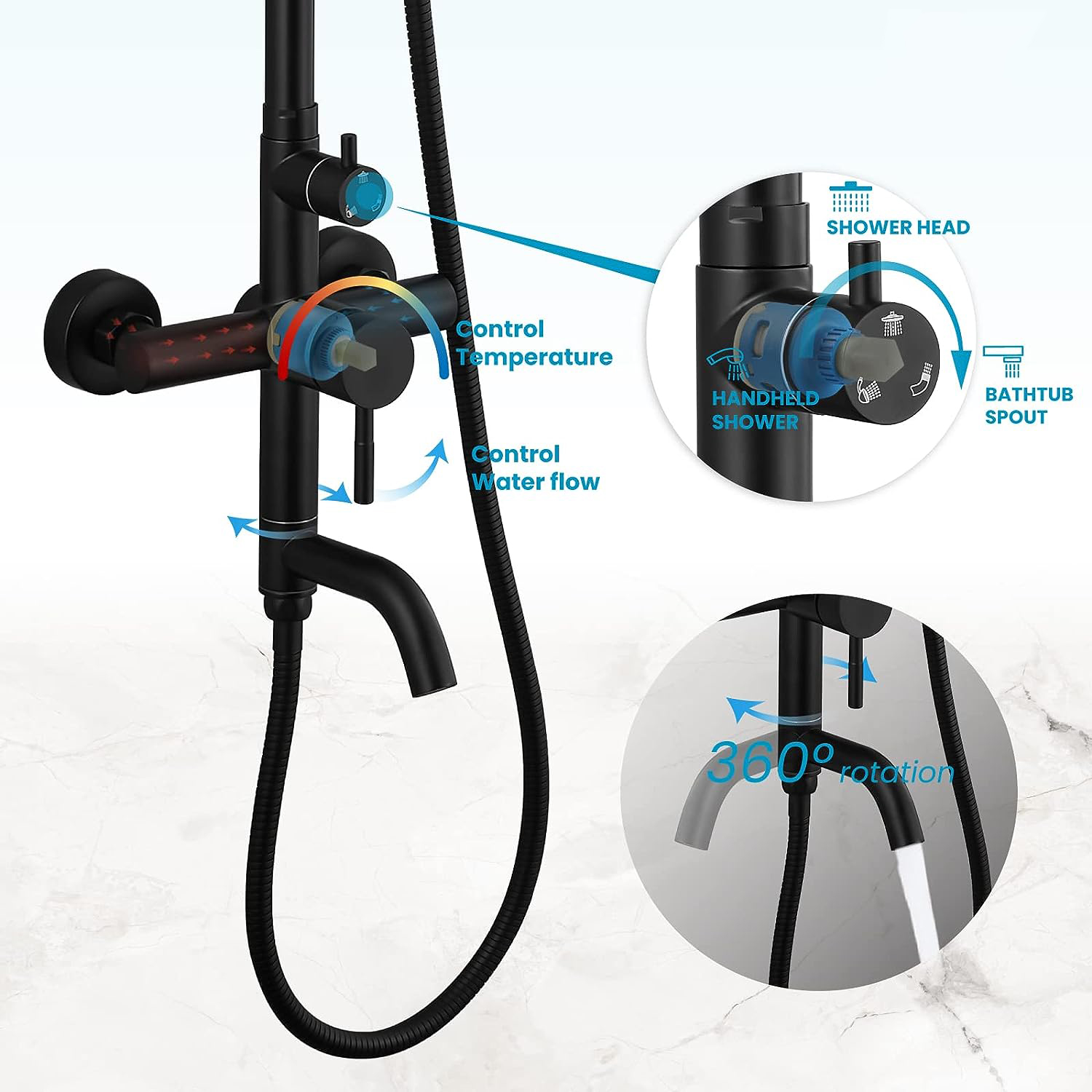 KEMAIDI Shower faucet Set Matt - Home Bathroom Faucets avis et prix