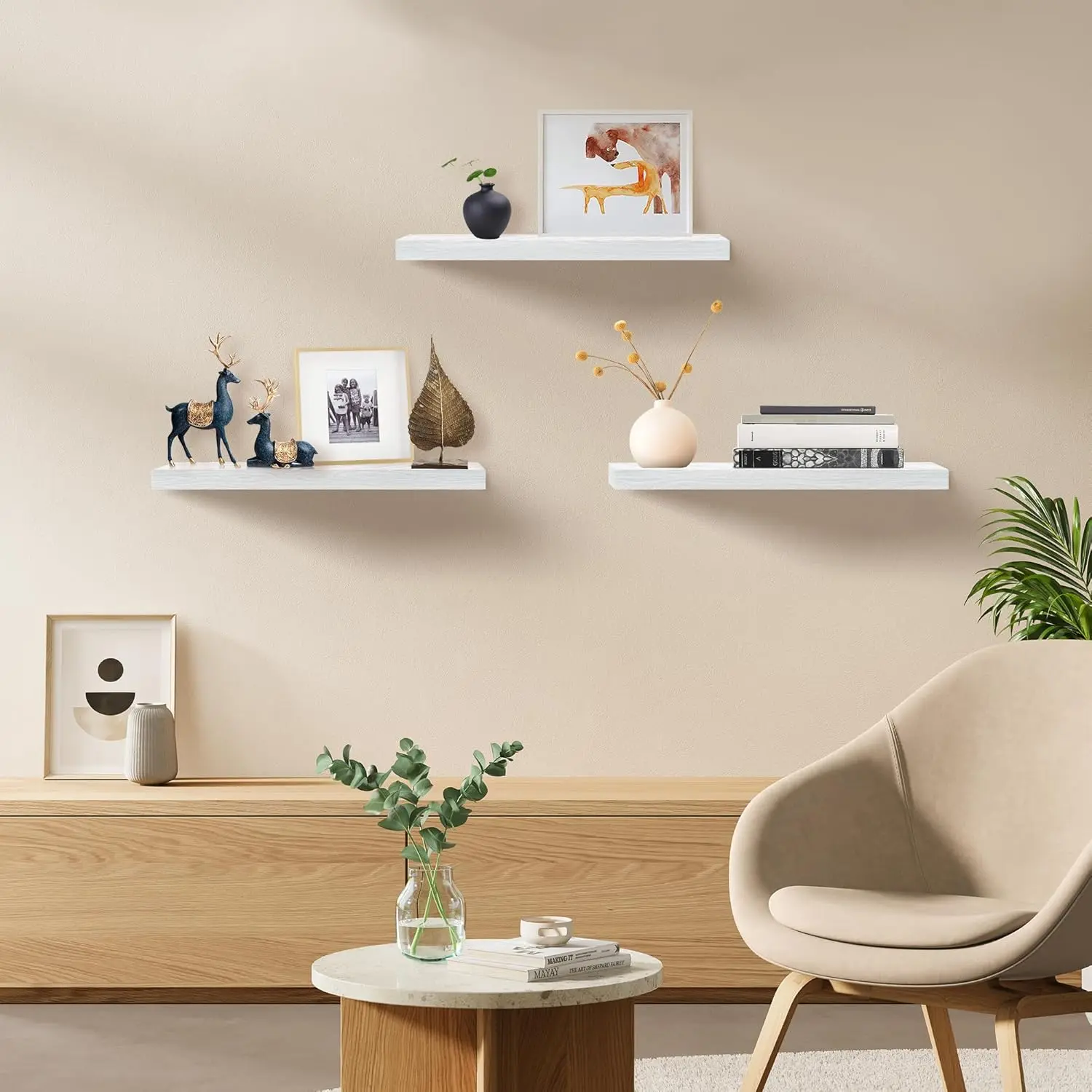 Set of 3 White Floating Shelve - Home Bathroom Images avis et prix
