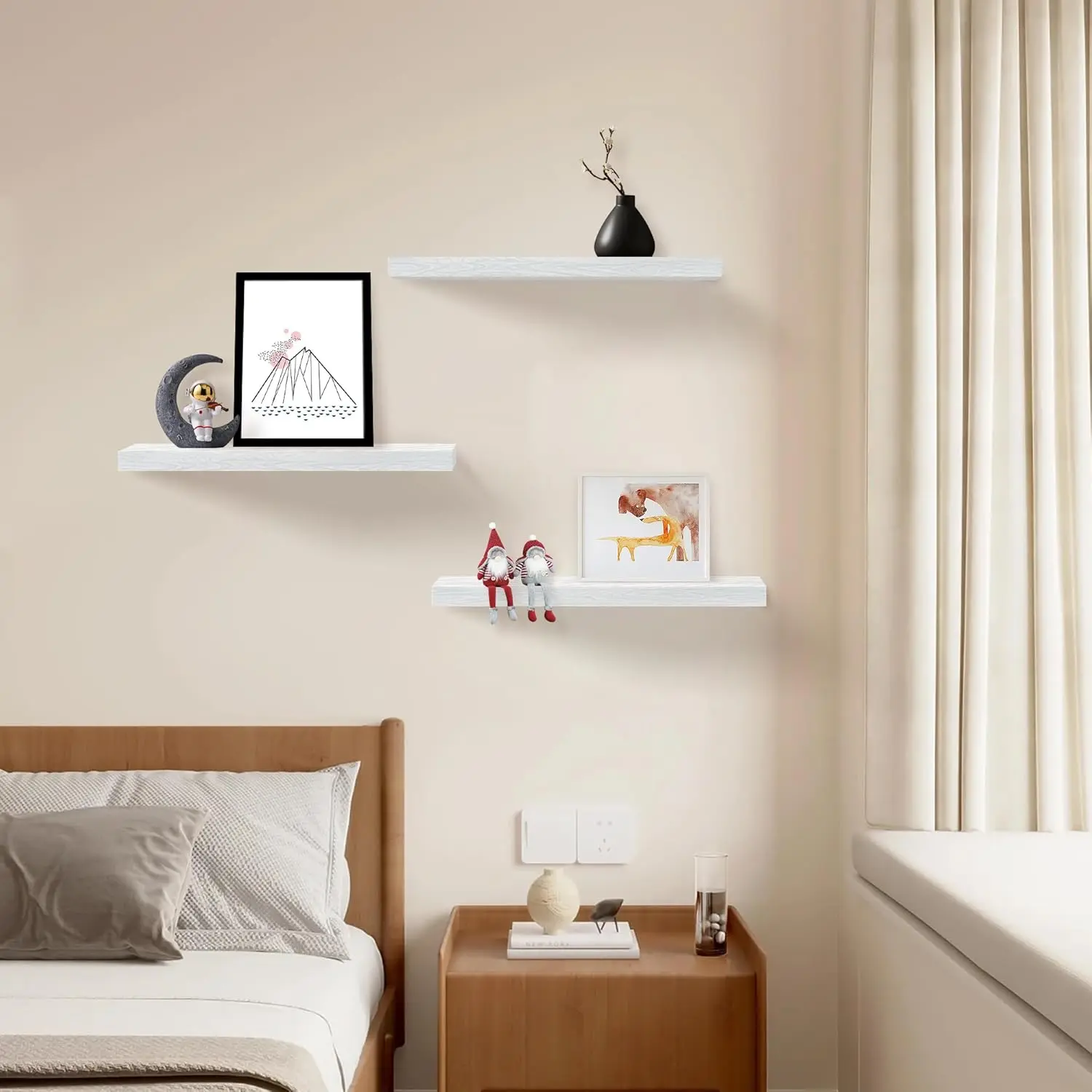 Set of 3 White Floating Shelve - Home Bathroom Images avis et prix