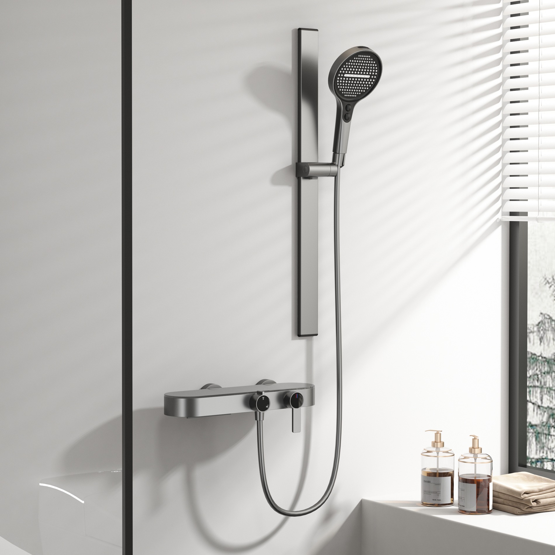 Gunmetal Gray Shower Set For H - Home And Bathroom avis et prix